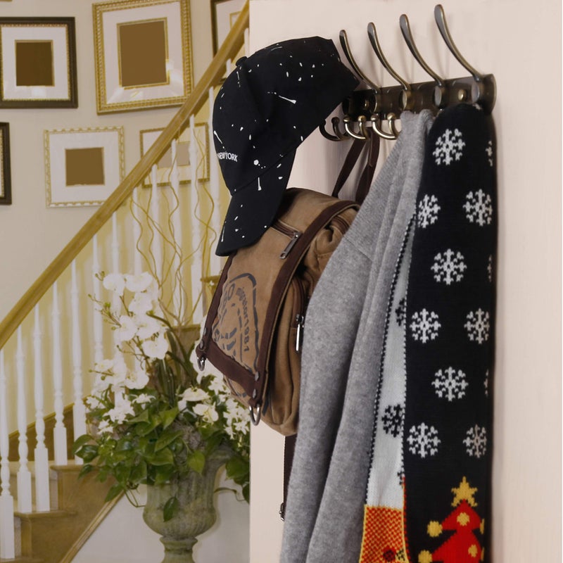 Dseap Coat Rack Wall Mounted - 5 Tri Hooks, Heavy Duty, Stainless Steel, Metal Coat Hook Rail for Coat Hat Towel Purse Robes Mudroom Bathroom Entryway,Bronze - Image 5